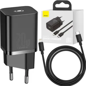 شارژر دیواری باسئوس مدل TZCCSUP-B02 به همراه کابل تبدیل لایتنینگ