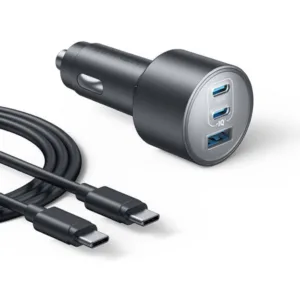 شارژر فندکی 100 وات 3 پورت انکر مدل B2737 به همراه کابل USB-C به USB-C