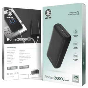 پاوربانک گرین لاین مدل Rome ظرفیت 20000 میلی‌آمپر ساعت