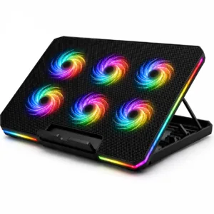 پایه خنک‌کننده لپ‌تاپ لوتوس مدل GF216-RGB دارای شش عدد فن مناسب برای لپ تاپ‌های 14 تا 17 اینچی