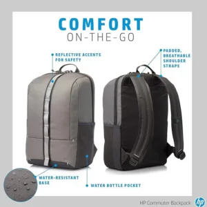کوله پشتی لپ تاپ اچ‌ پی مدل Commuter Backpack Gray مناسب برای لپ تاپ 14.1 تا 15.6 اینچی