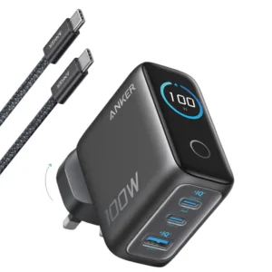شارژر دیواری 100 وات سه پورت انکر مدل B121B به همراه کابل تبدیل USB-C