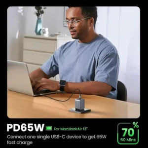 شارژر دیواری 65 وات یوگرین مدل X755 کد 25871 همراه با کابل USB-C