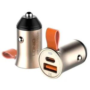 شارژر فندکی الدینیو مدل C506Q-30W به همراه کابل تبدیل USB-C