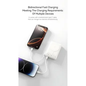 پاوربانک بیسیم 20 وات رسی مدل RPB-W37 ظرفیت 5000 میلیآمپرساعت به همراه کابل USB-C