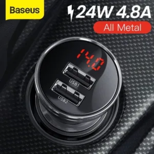 شارژر فندکی باسئوس مدل Car Charger Suit-24W به همراه کابل تبدیل microUSB/ USB-C / لایتنینگ