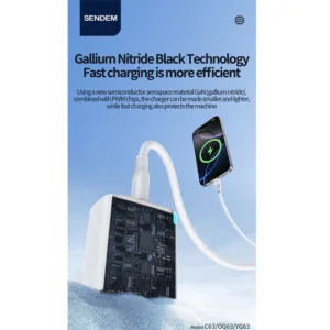 شارژر دیواری 45 وات سندم مدل S23 به همراه کابل USB-C