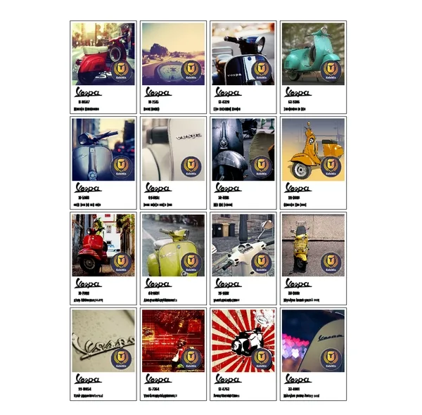 استیکر لپ تاپ کالامیکس طرح موتورسیکلت وسپا مدل vespa moto مجموعه 16 عددی