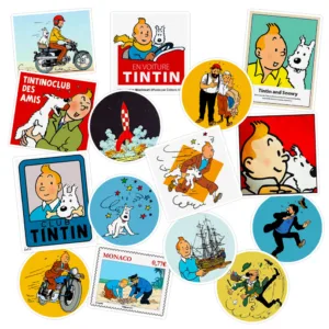 استیکر لپ تاپ ماسا دیزاین طرح تن تن کد tintin 01 مجموعه 15 عددی