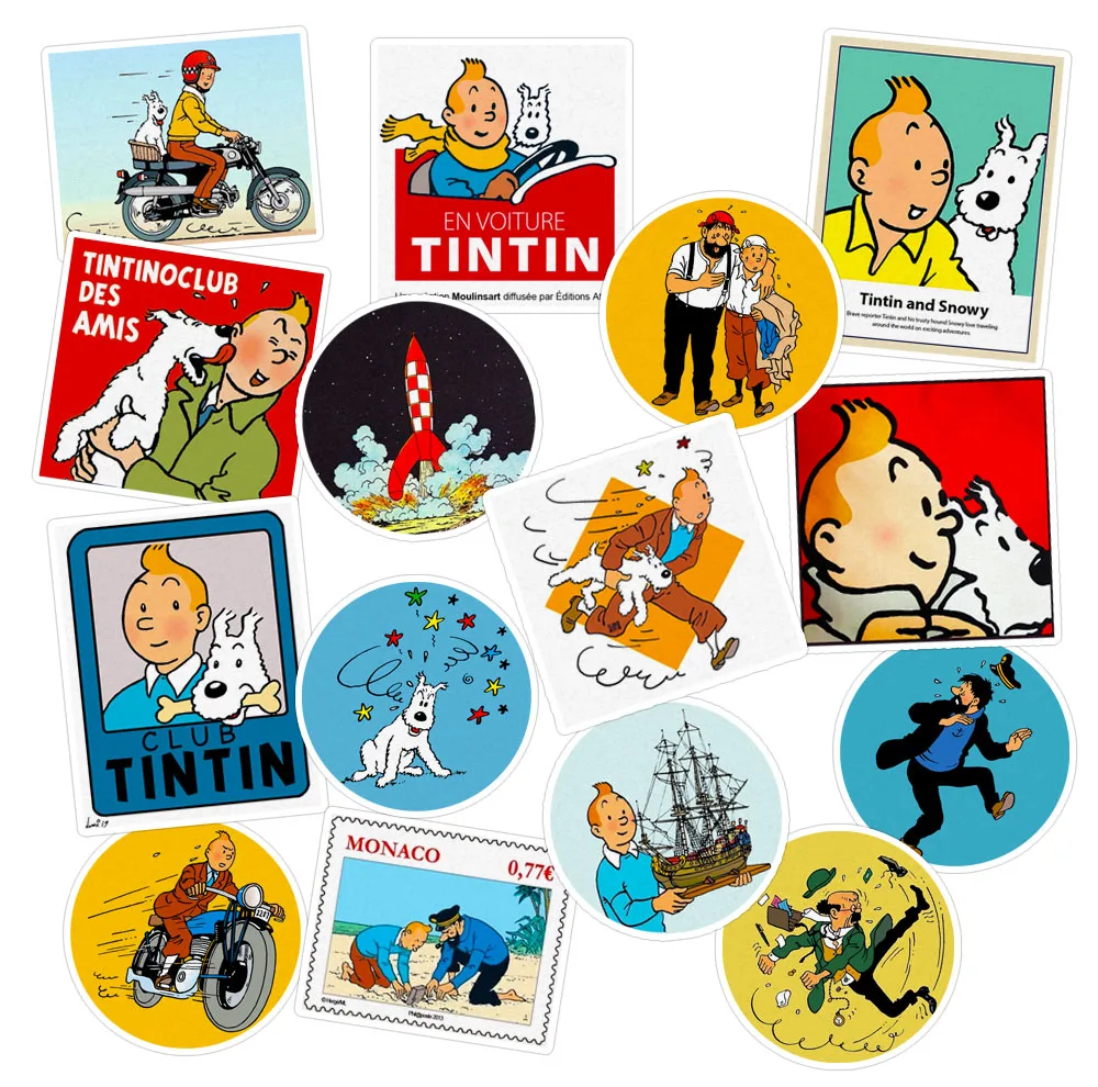 استیکر لپ تاپ ماسا دیزاین طرح تن تن کد tintin 01 مجموعه 15 عددی