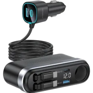 شارژر فندکی 60 وات پاورولوجی مدل PCCSR19BK به همراه کابل USB-C