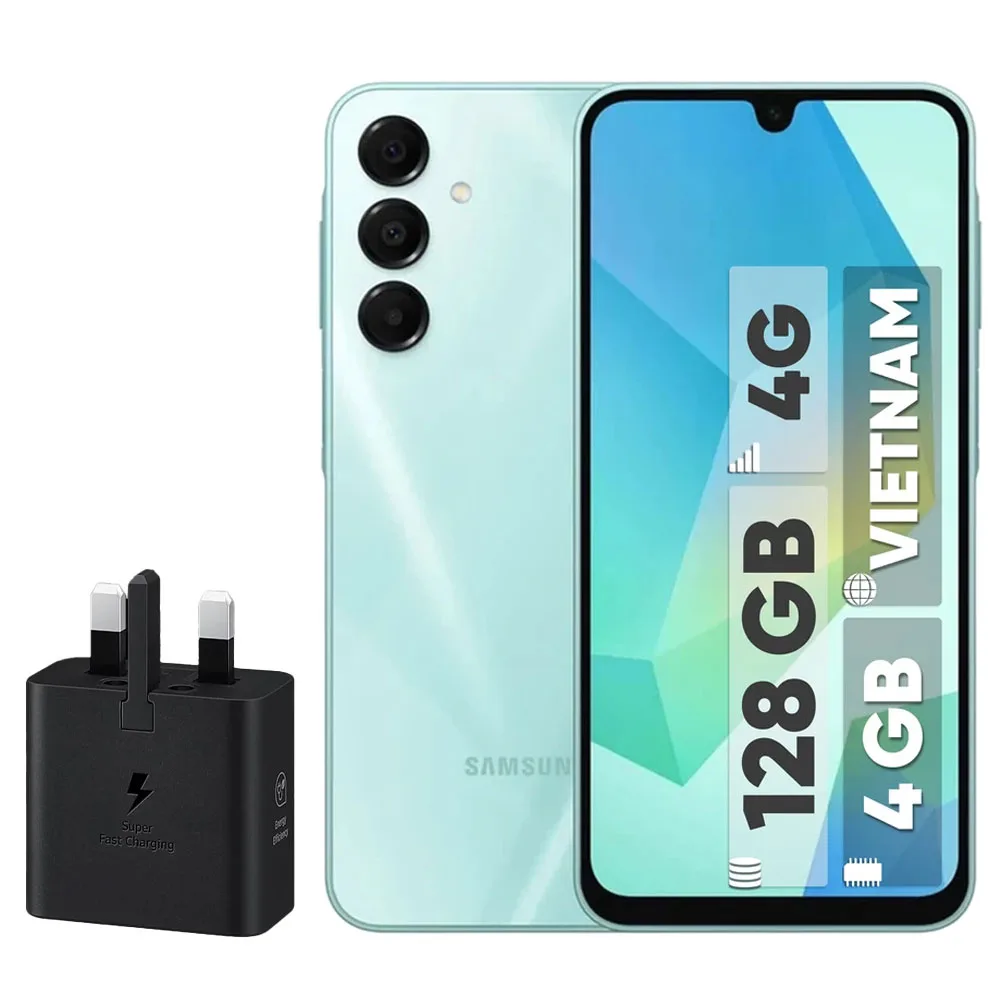 گوشی موبایل سامسونگ مدل Galaxy A16 4G دو سیم کارت ظرفیت 128 گیگابایت و رم 4 گیگابایت - ویتنام - به همراه شارژر 25 وات سامسونگ