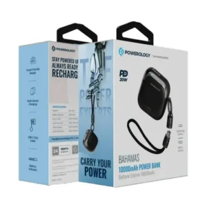 پاوربانک 20 وات پاورولوجی مدل BAHAMAS با ظرفیت 10000 هزار میلی آمپر ساعت به همراه کابل USB-C