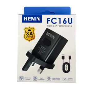 شارژر باتری موبایل 12.5 وات هنین مدل FC 16u به همراه کابل تبدیل USB-A به USB-C به طول 1 متر