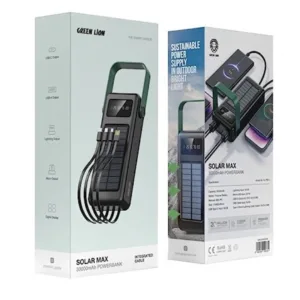 پاوربانک گرین لاین مدل Solar max با ظرفیت 30000 میلی آمپر بر ساعت