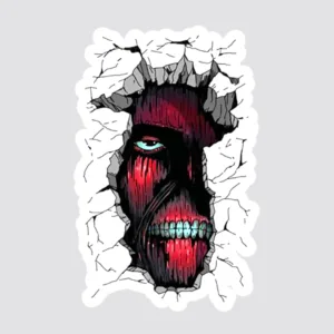 استیکر لپ تاپ پیکسل میکسل مدل انیمه اتک ان تایتان غول داخل دیوار