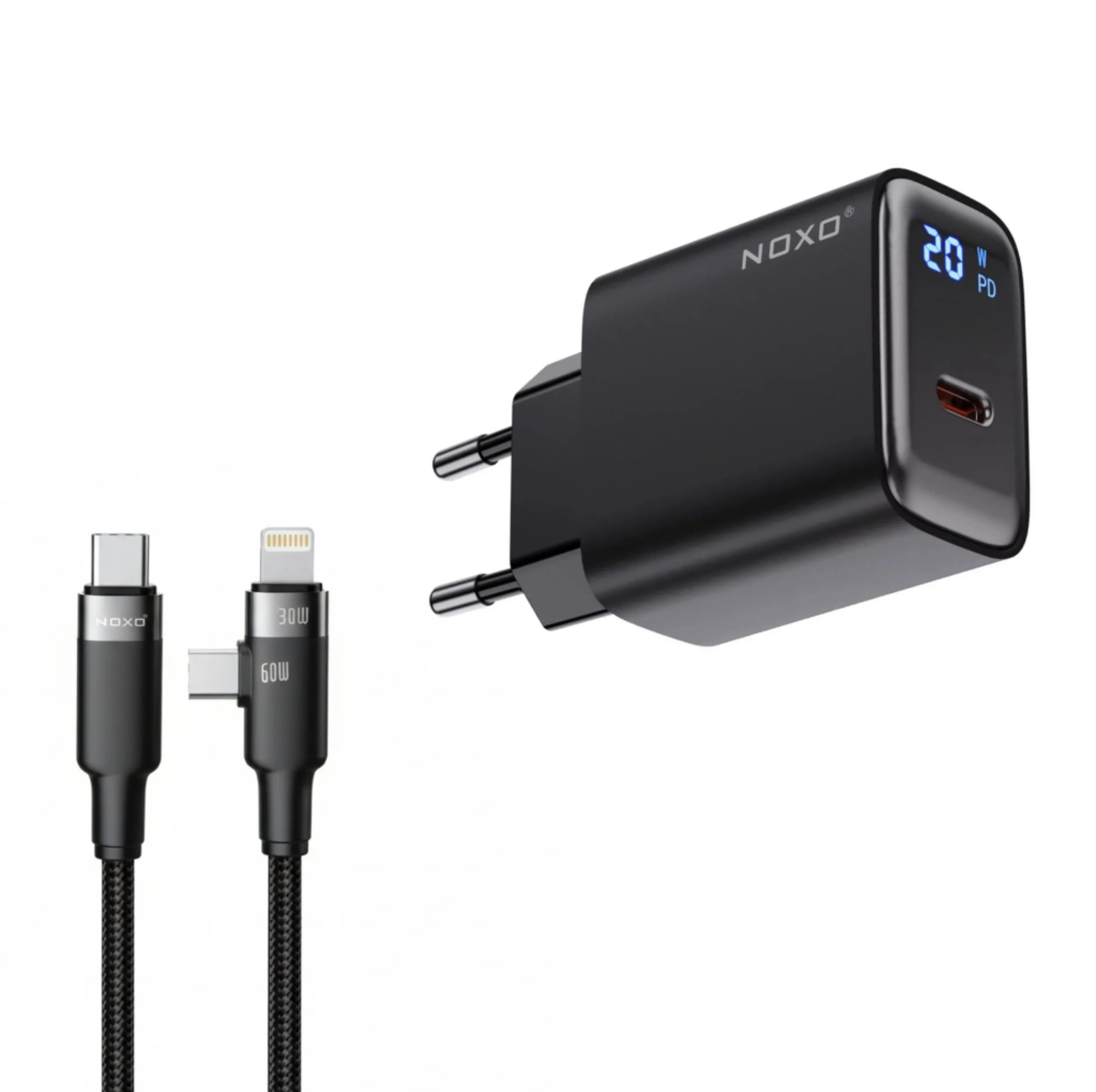 شارژر دیواری 20 وات نوکسو مدل CHN-5 به همراه کابل USB-C / لایتنینگ