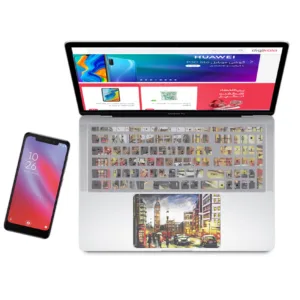 استیکر لپ تاپ راتیانا مدل london 04 مناسب برای لپ تاپ 15 تا 17 اینچ به همراه برچسب حروف فارسی کیبورد