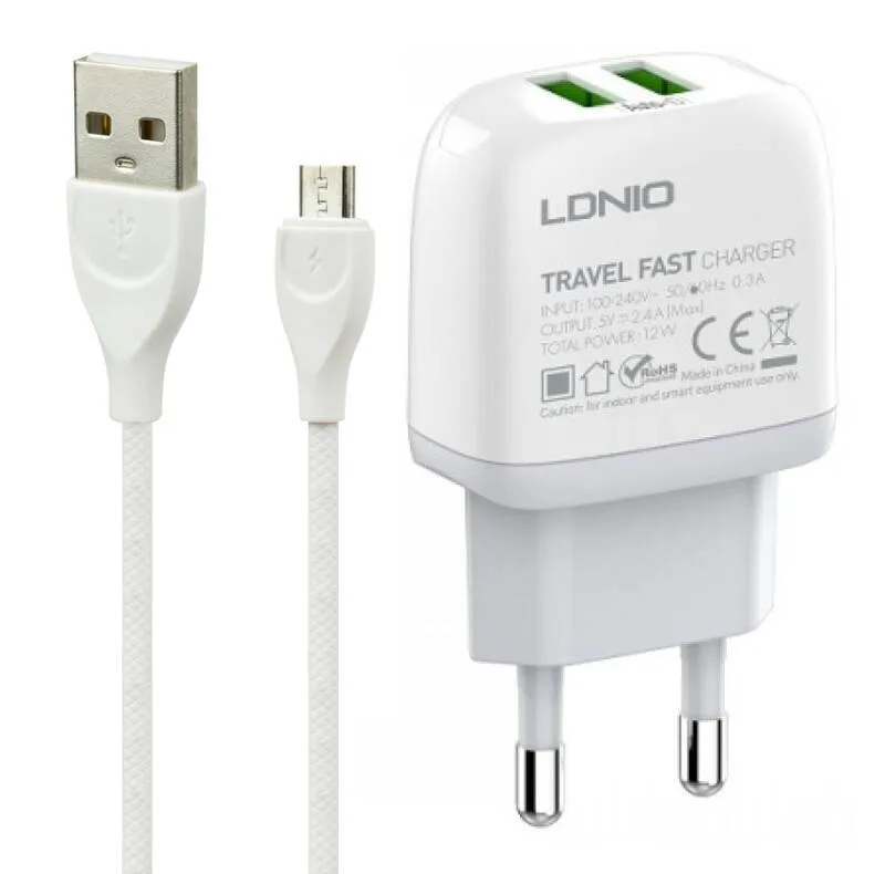شارژر دیواری الدینیو مدل A2219 به همراه کابل تبدیل MicroUSB