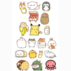 استیکر لب تاپ طرح cutes مجموعه 18 عددی