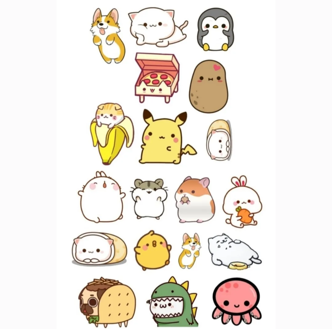 استیکر لب تاپ طرح cutes مجموعه 18 عددی