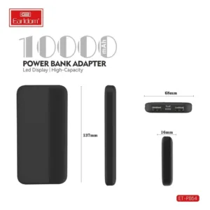 پاوربانک ارلدام مدل ET-PB54 ظرفیت 10000 میلی آمپر ساعت