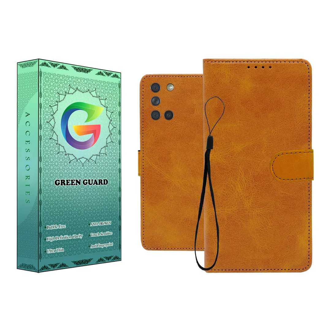 کیف کلاسوری گرین گارد طرح چرمی مدل Landing مناسب برای گوشی موبایل سامسونگ Galaxy A51 به همراه بند آویز