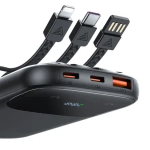 پاوربانک 22.5 وات مک دودو مدل EmoPower MC-852 ظرفیت 10000 میلیآمپرساعت به همراه سه عدد کابل USB-A، لایتنینگ و USB-C