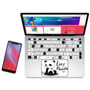 استیکر لپ تاپ راتیانا مدل lazy panda مناسب برای لپ تاپ 15 تا 17 اینچ به همراه برچسب حروف فارسی کیبورد