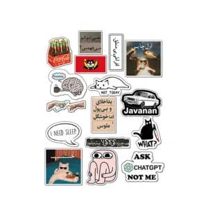 استیکر لپ تاپ و موبایل طرح بامزه مجموعه 16 عددی