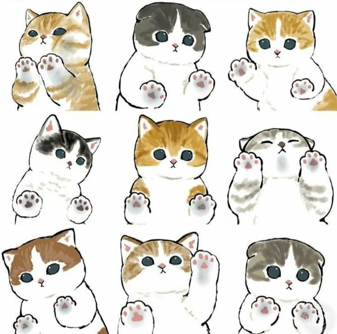 استیکر طرح cute cat مجموعه 9 عددی