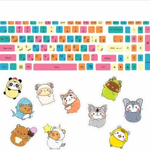 برچسب حروف فارسی کیبورد راتیانا مدل animals-pack-01به همراه استیکرهای تزئینی بسته 11 عددی