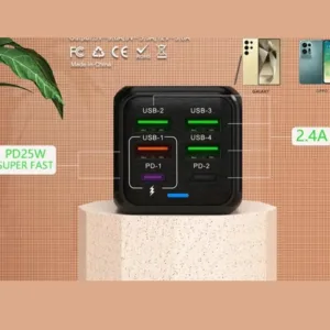 شارژر دیواری 150 وات مدل ADC-PD006 به همراه 4 عدد کابل