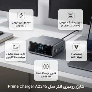 شارژر رومیزی 250 وات 6 پورت انکر مدل Prime Charger A2345