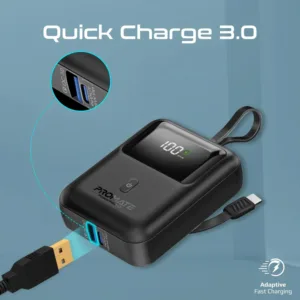 پاوربانک پرومیت مدل POWERPOD-10.BLK ظرفیت ۱۰۰۰۰ میلیآمپرساعت
