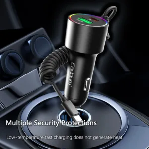 شارژر فندکی 83 وات دو پورت ارلدام مدل CC44 به همراه کابل USB-C