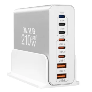 شارژر رومیزی 210 وات 8 پورت ام وی بی مدل GAN 210W