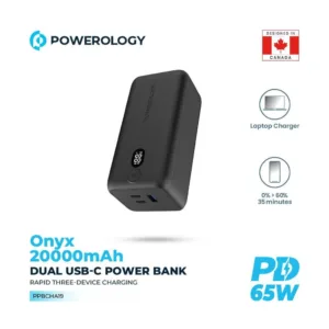 پاوریانک پاورولوجی مدل ONYX 65W ظرفیت 20000 میلی آمپر ساعت