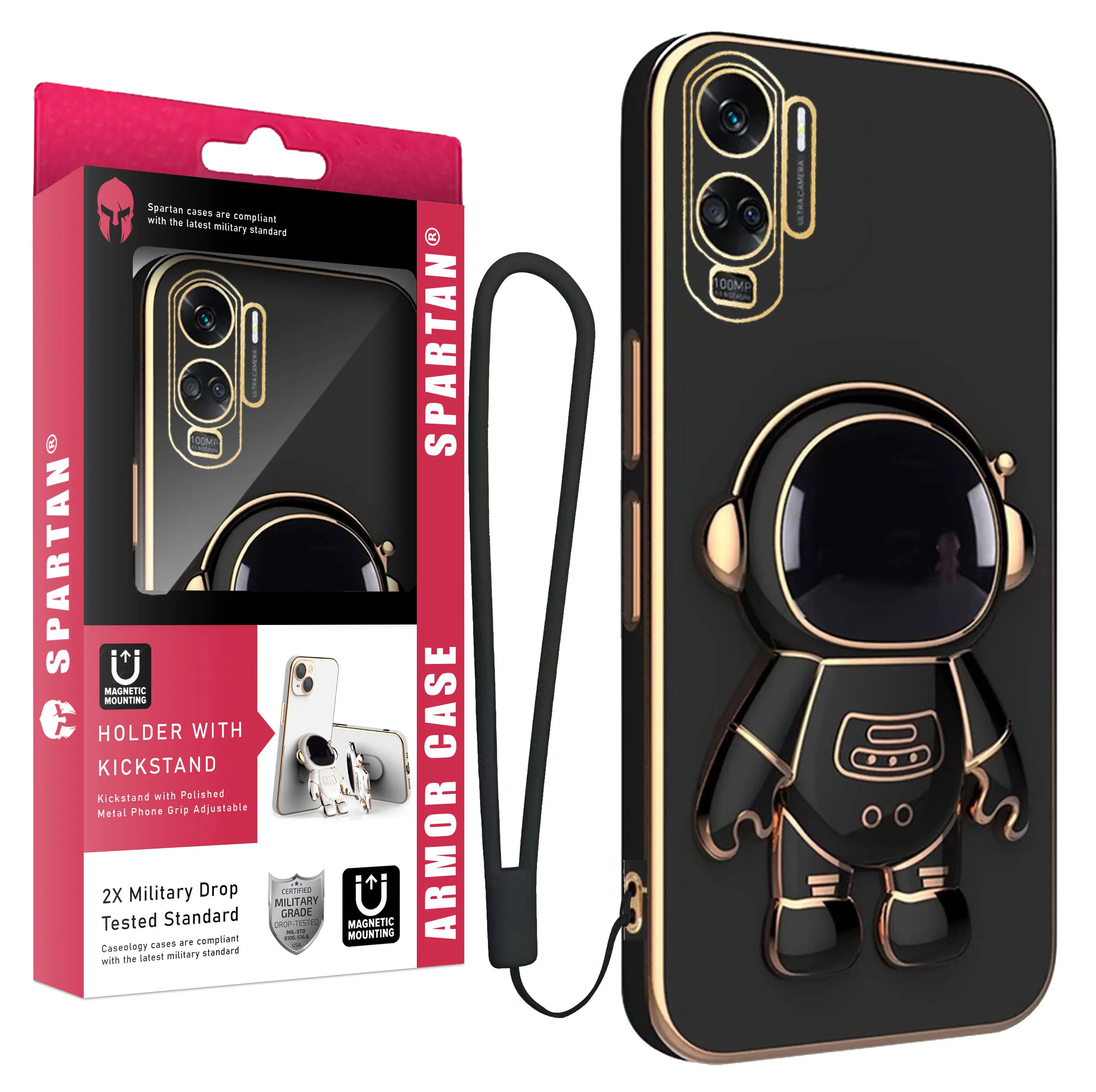 کاور اسپارتان مدل Astronaut Strap مناسب برای گوشی موبایل آنر Honor 90 Lite به همراه بند