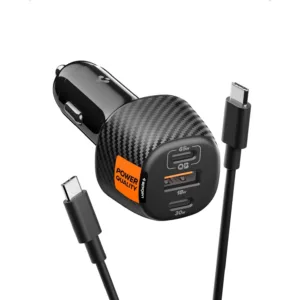 شارژر فندکی 113 وات سه پورت اسپیگن مدل EV1133 به همراه کابل تبدیل USB‑C