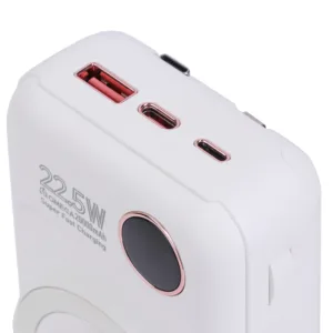 پاوربانک بی سیم 22.5 وات امگا مدل PB2002 ظرفیت 20000 میلیآمپرساعت به همراه سه کابل USB-C و لایتنینگ