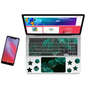 استیکر لپ تاپ راتیانا مدل blu_marble  مناسب برای لپ تاپ 15 تا 17 اینچ به همراه برچسب حروف فارسی کیبورد