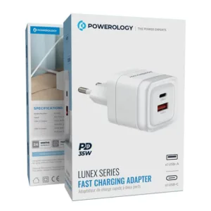 شارژر دیواری 35 وات ۲ پورت پاورولوجی مدل Lunex 35W C
