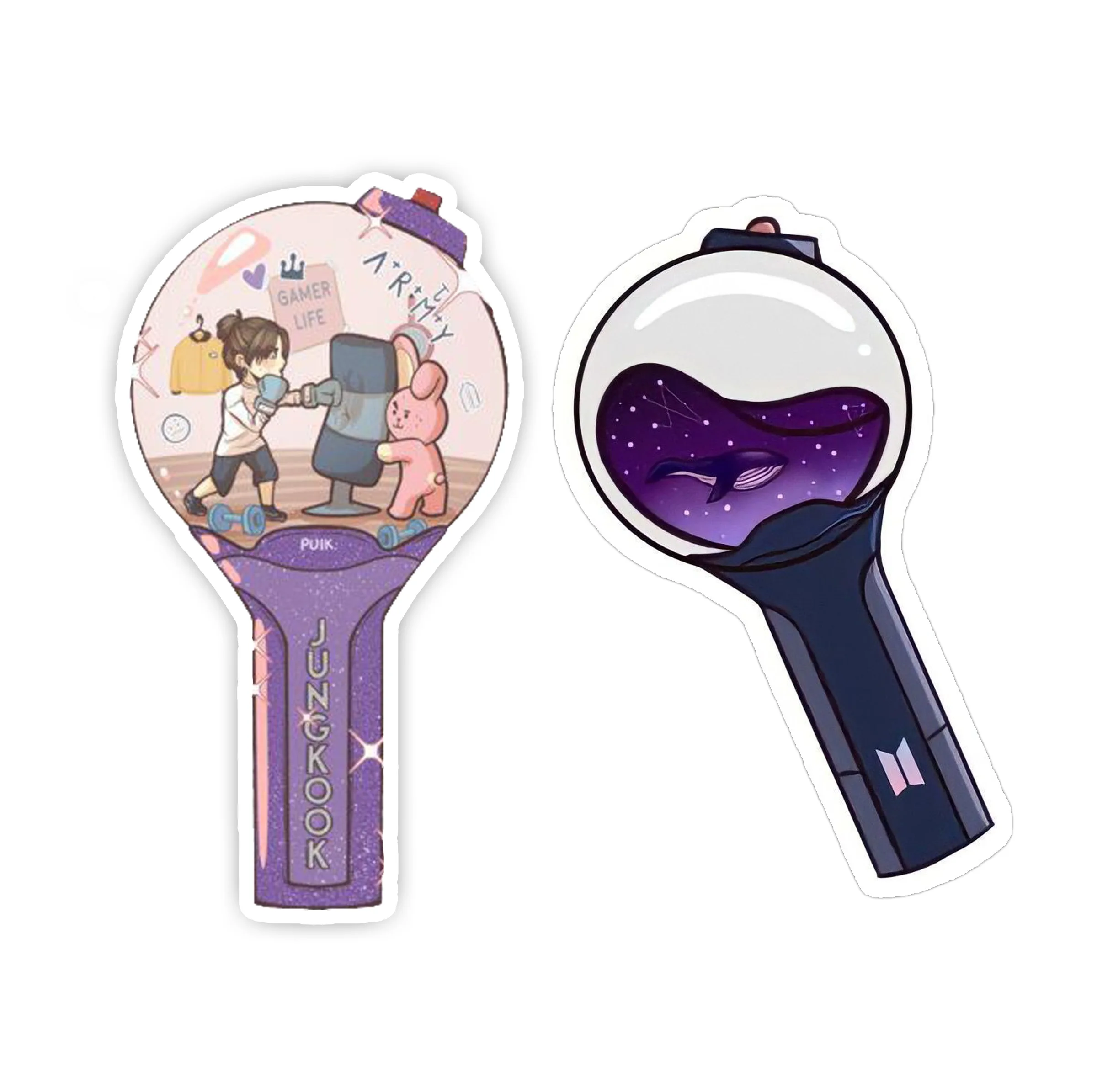 استیکر لپ تاپ و موبایل گوفی طرح میکروفن مدل BT21  مجموعه 2 عددی