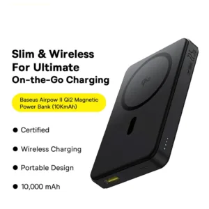 پاوربانک بیسیم 22.5 وات بیسوس مدل Airpow Ⅱ Qi2 Magnetic ظرفیت 10000 میلیآمپر ساعت