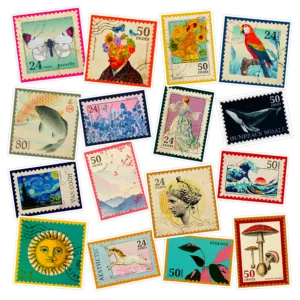 استیکر لپ تاپ ماسا دیزاین طرح Postage Stamp کد COLS42 مجموعه 16 عددی