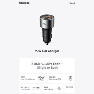 شارژر فندکی 90 وات 3 پورت مک دودو مدل CC-311