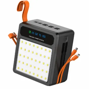 پاوربانک خورشیدی پرودو مدل Laros ظرفیت 80000 میلی‌آمپرساعت به همراه کابل USB-C به لایتنینگ و کابل برق