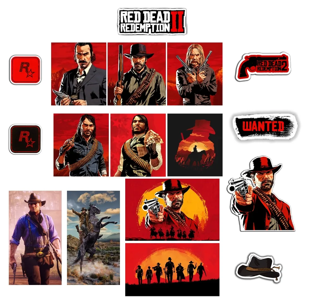 استیکر لپ تاپ مدل Red Dead Redemption 2 مجموعه 17 عددی