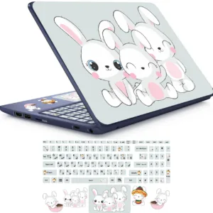 استیکر لپ تاپ راتیانا مدل bunny friends  مناسب برای لپ تاپ 15 تا 17 اینچ به همراه برچسب حروف فارسی کیبورد
